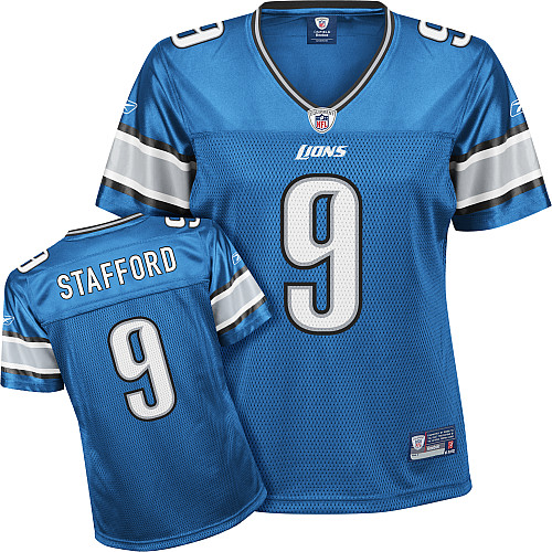 Lions #9 Matthew Stafford Blue Women's Team Color Stitched NFL Jersey - Click Image to Close